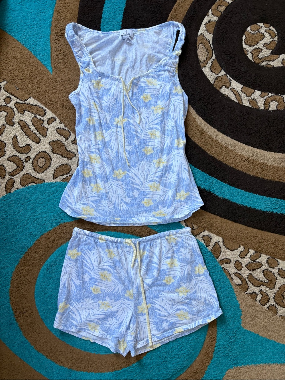 Jockey Light Blue and Yellow Floral Pajama Set